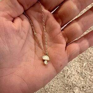 Opal Gold Mushroom Pendant Necklace